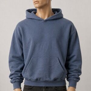 MNML Every Day Hoodie Mens Small‎ Washed Gray Boxy/ Cropped Fit Cotton Pullover